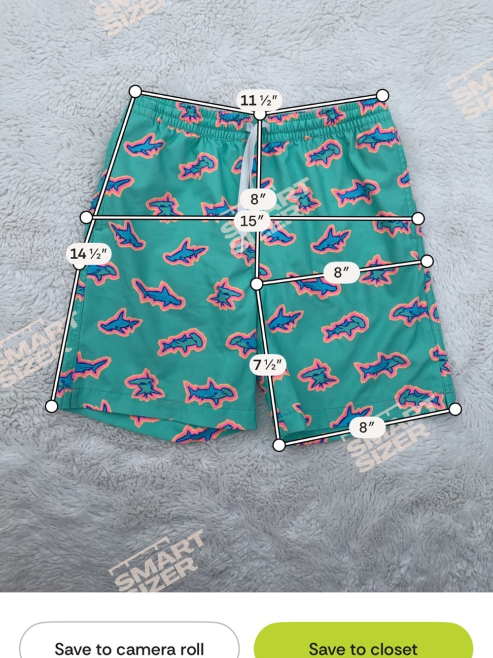 Chubbies Boys Medium 10/12 The Apex Swimmer Classic Swim Trunks Sharks Neon - Picture 6 of 6